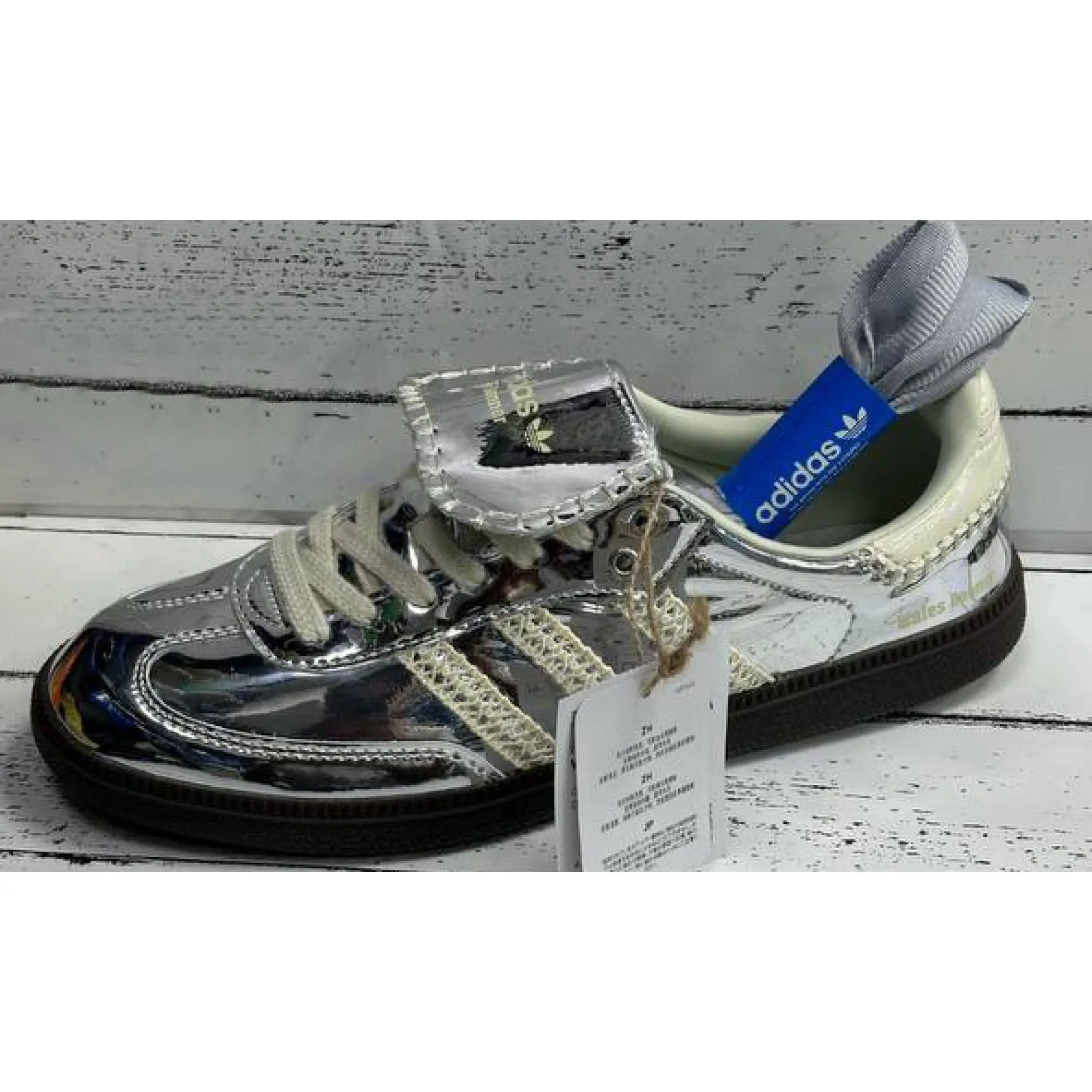 Metallic silver adidas top